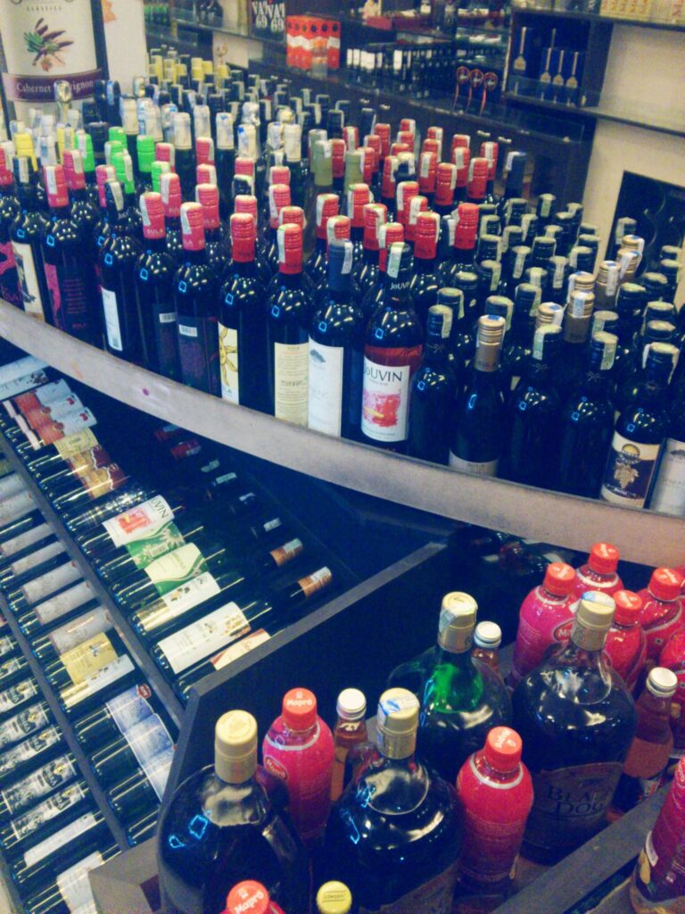 bottles with alcohol shop